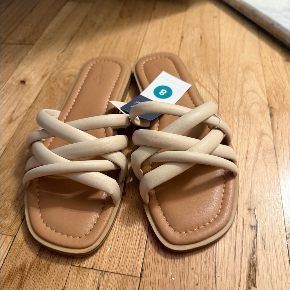 NWT Cream Slide Sandals